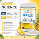 Natural Superfoods ZeoPine Pineapple Zeolite 200g in a clear bag, showing the yellow, granular mineral with pineapple aroma.