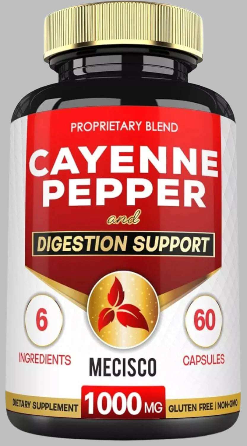 Mecisco Cayenne Pepper and Digestion Support 1000mg 60c - Alkaline World