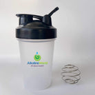 Pink Alkaline World shaker bottle, 400ml capacity, made for mixing drinks, with a secure lid and durable design.