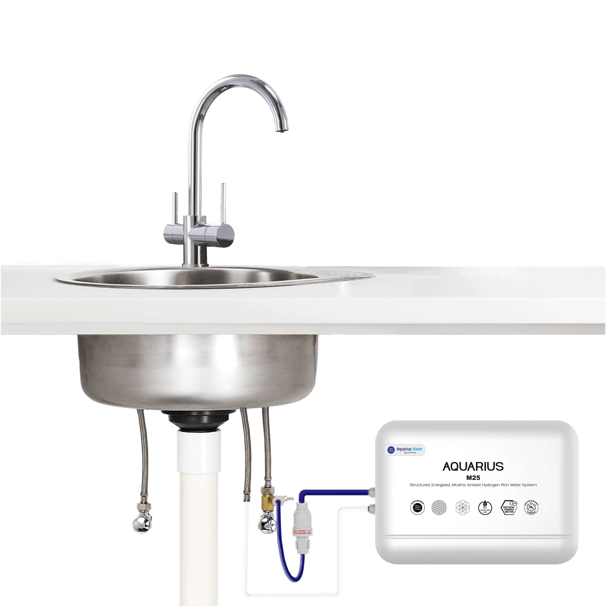 Aquarius M25 Alkaline Ionised Structured Water System - Under Sink Option - Alkaline World