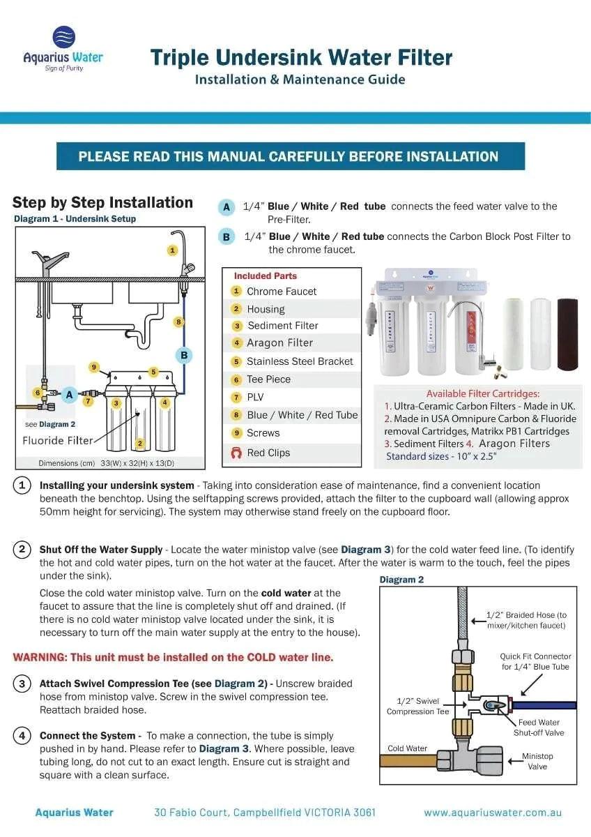 Aquarius Under sink Triple Stage System - Alkaline World