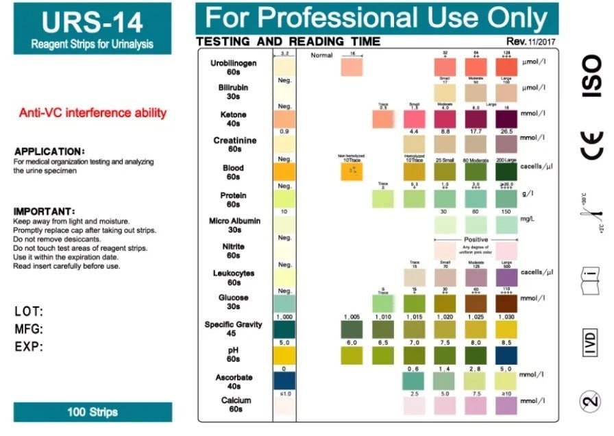 Aquarius Water 14 in 1 Urine Test Strips URS - 14T - Alkaline World
