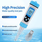 Aquarius Water AW 5-in-1 Water Tester showing digital display and test probes for water quality testing.