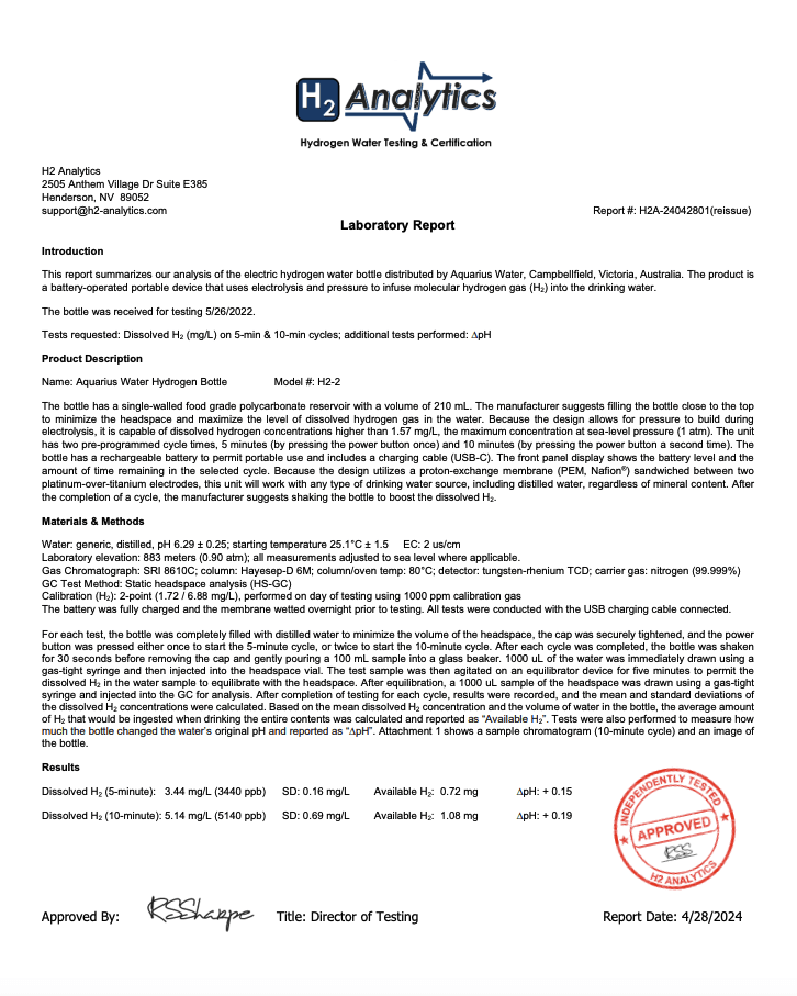 Aquarius Water Hydrogen Bottle 5000 ppb - Alkaline World