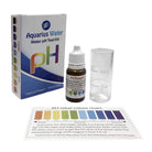 Aquarius Water pH test drops for measuring water acidity or alkalinity, displayed in a clear bottle with dropper cap.