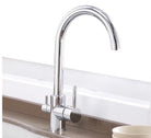 Gold Aquarius Water 3-way mixer tap with umbrella style design and 360-degree rotation for versatile water control.