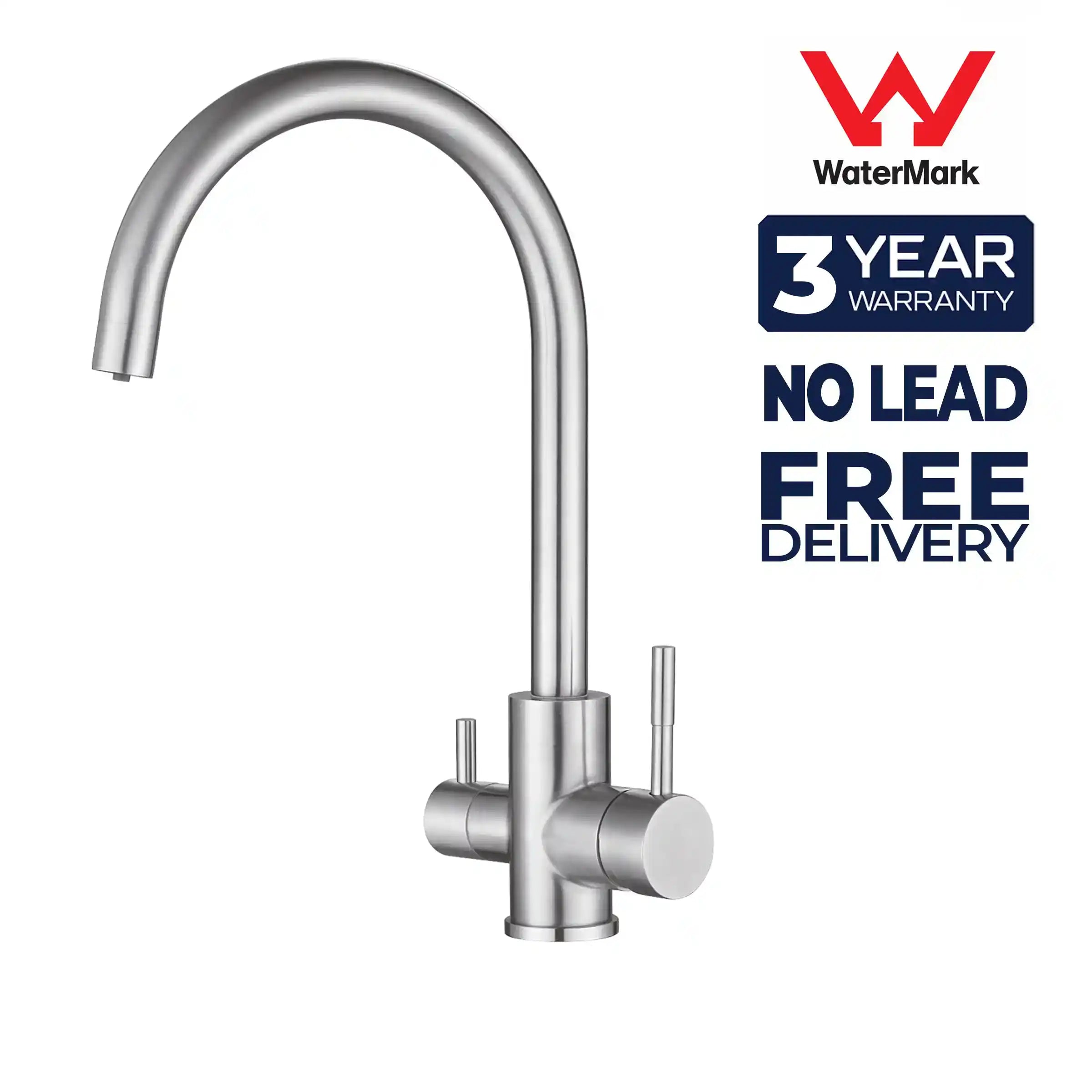 3 Way Mixer Tap Nickel Umbrella Style 360 Rotation - Alkaline World