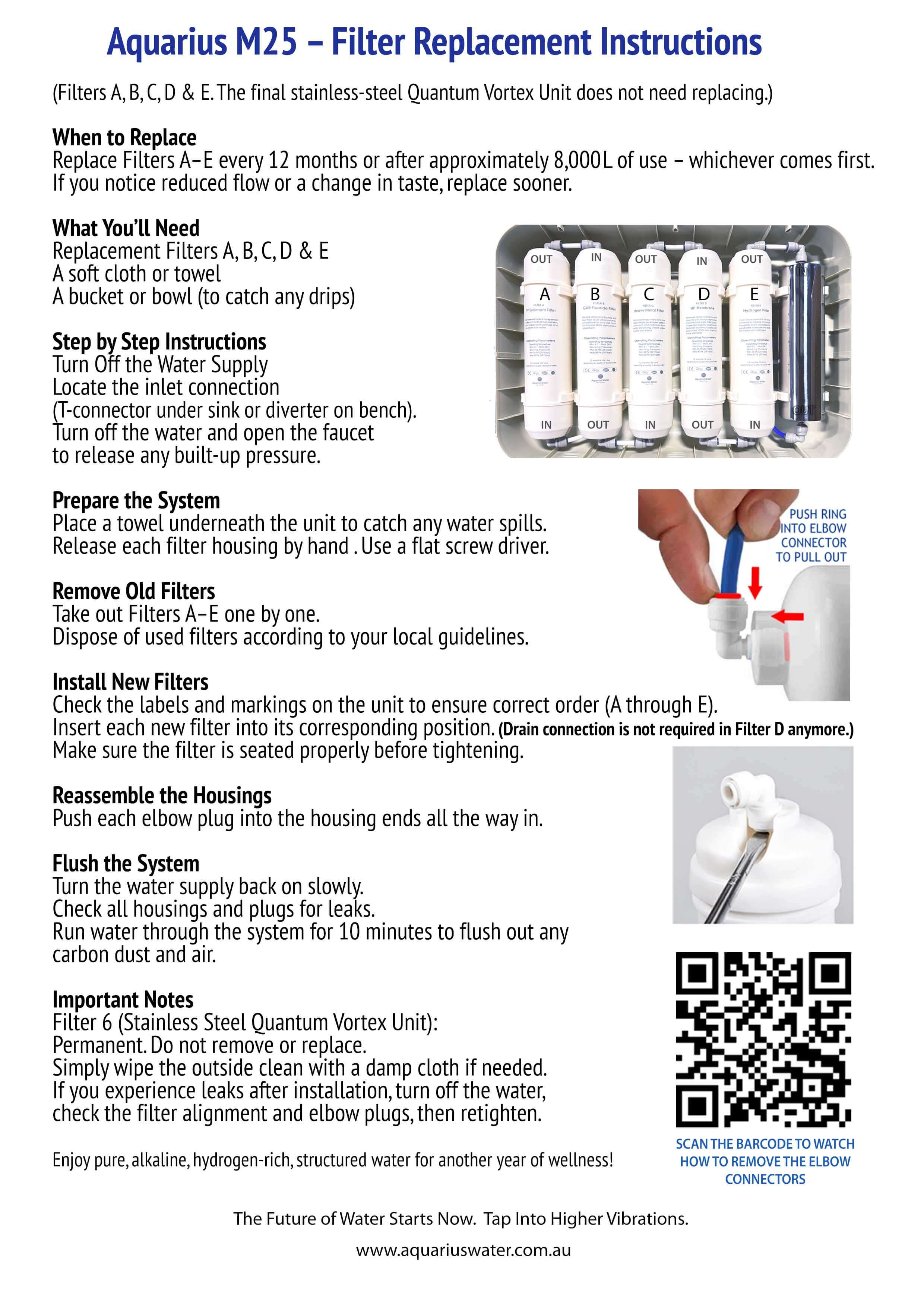 Aquarius Water Filter B replacement for Aquarius system, showing the water filter unit with filter cartridge and branding.