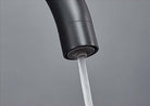 Aquarius Water 3-way mixer tap in matte black with umbrella style design and 360-degree rotation for versatile kitchen use.