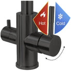 Matte black 3-way mixer water tap with umbrella style design and 360-degree rotation by Aquarius Water.