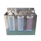 Aquarius Water Whole House Triple System 10x4.5 stainless steel cover shown on the filtration system.