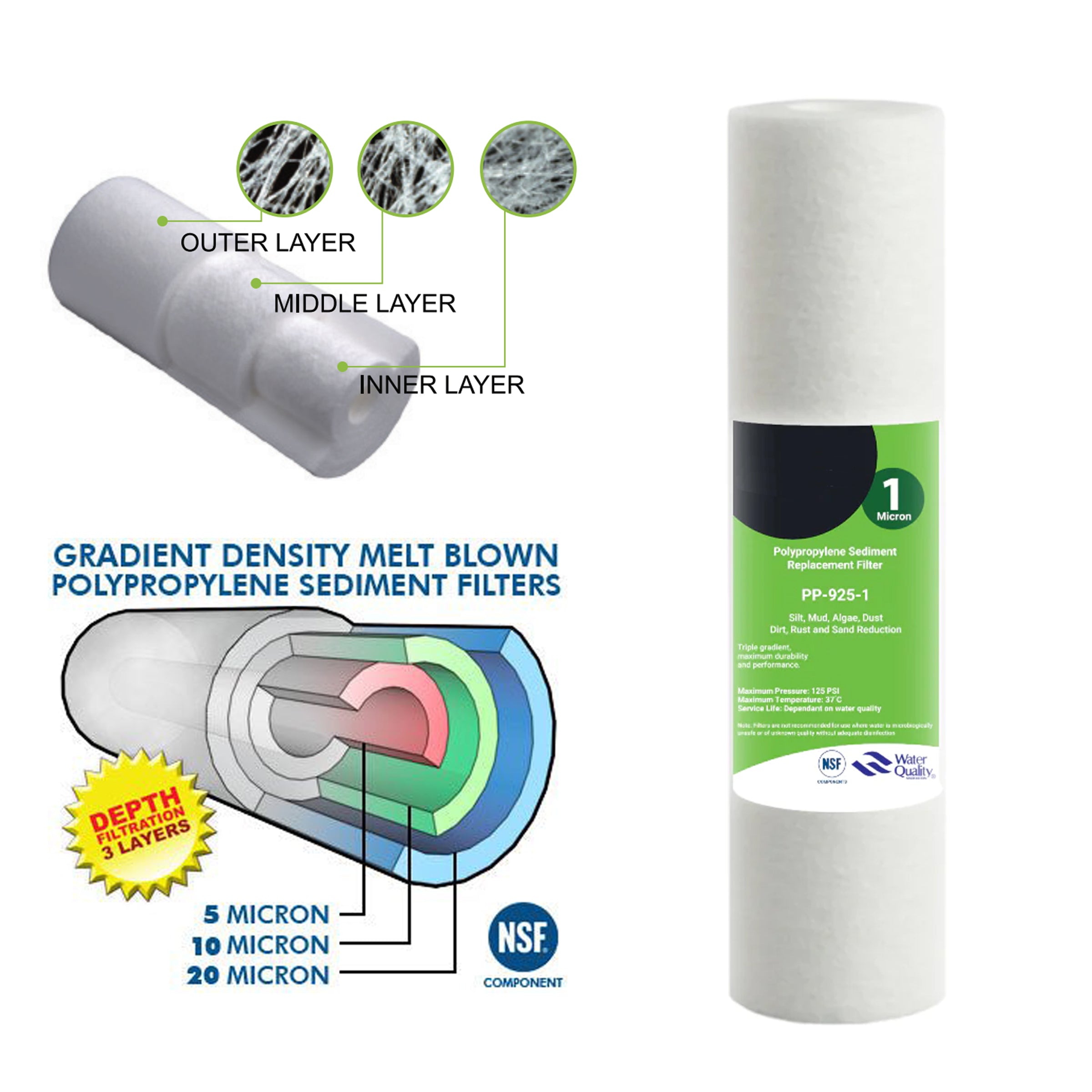 Aquarius Whole-House Triple Filtering System 20" x 4.5" - Alkaline World