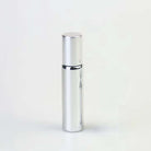 Silver 10ml roller bottle by Aquarius Wellness, showcasing a sleek refillable glass container with a silver rollerball top.