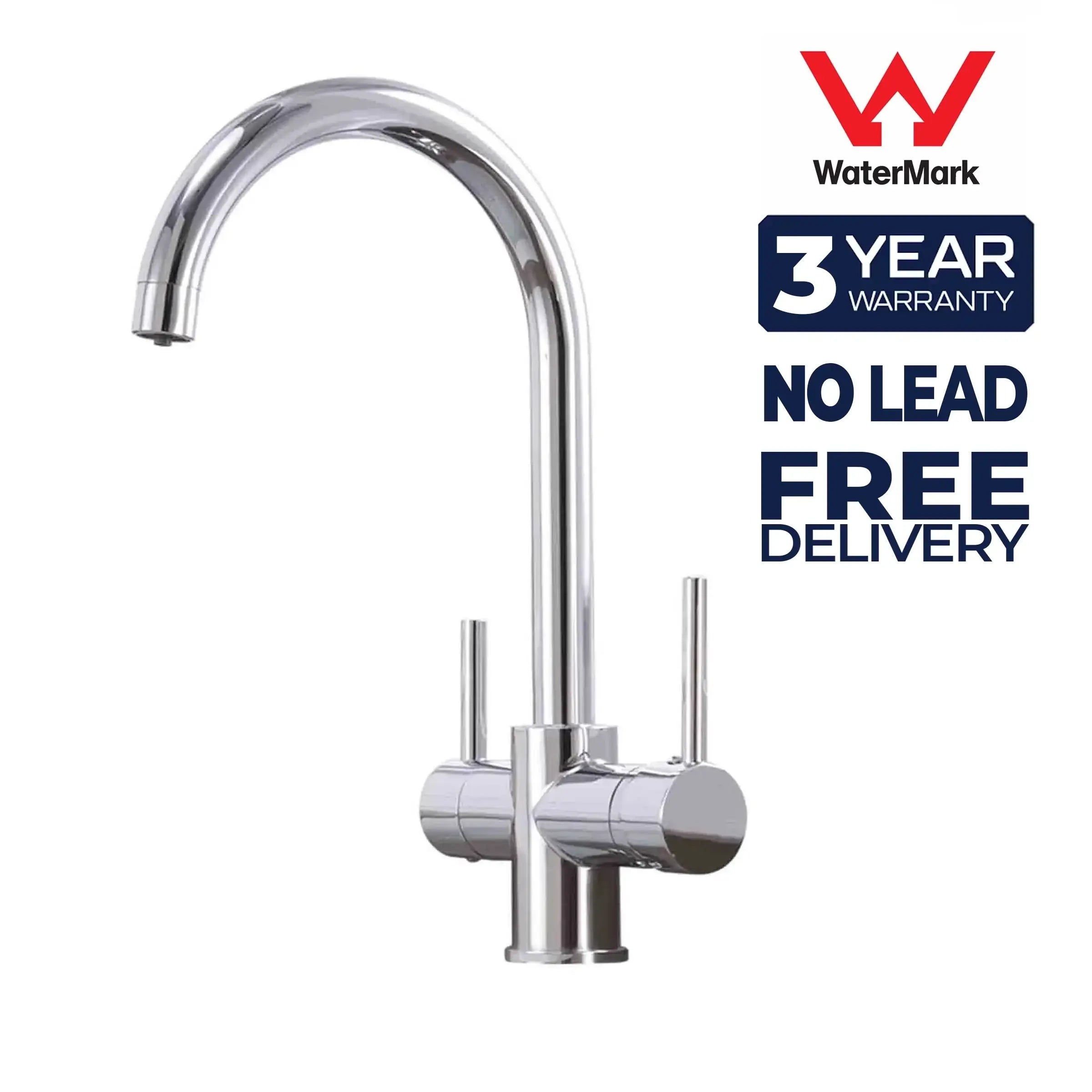 3 Way Mixer Tap Chrome Umbrella Style 360 Rotation - Alkaline World