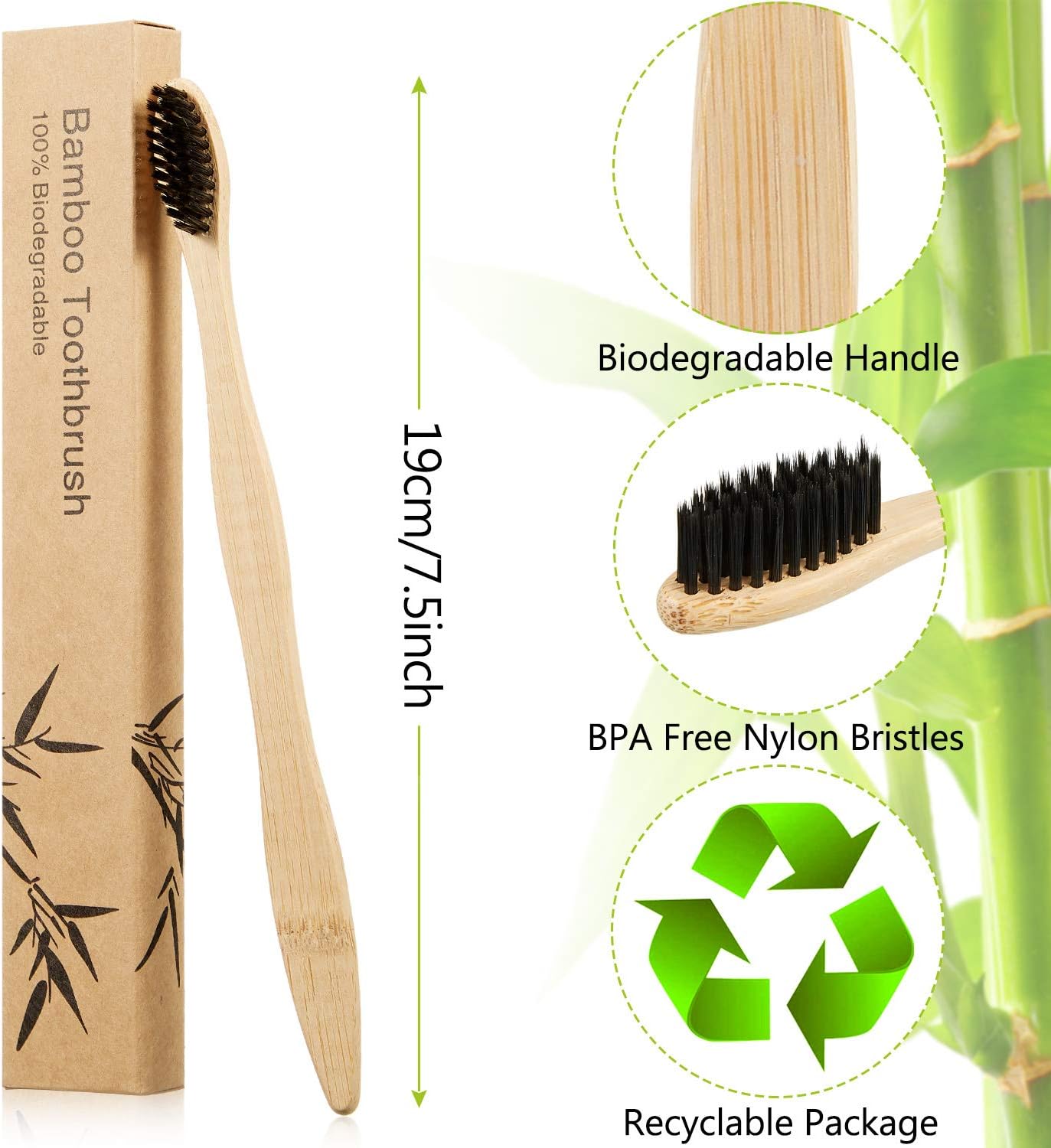 Bamboo Toothbrush with BPA - free Soft Bristles and Natural Wooden Handle - Alkaline World