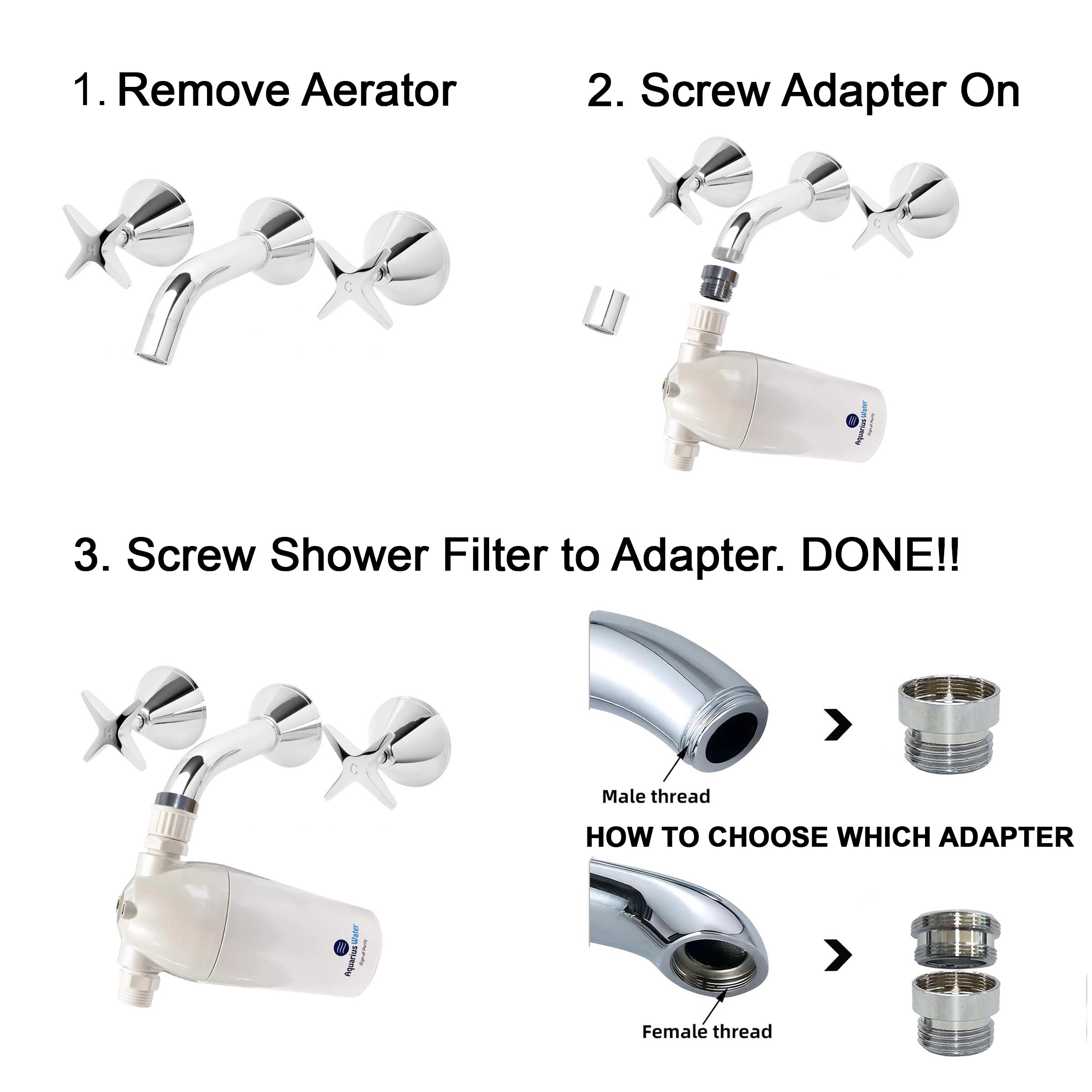 Aquarius Water Shower Filter Set C360 Set - Alkaline World