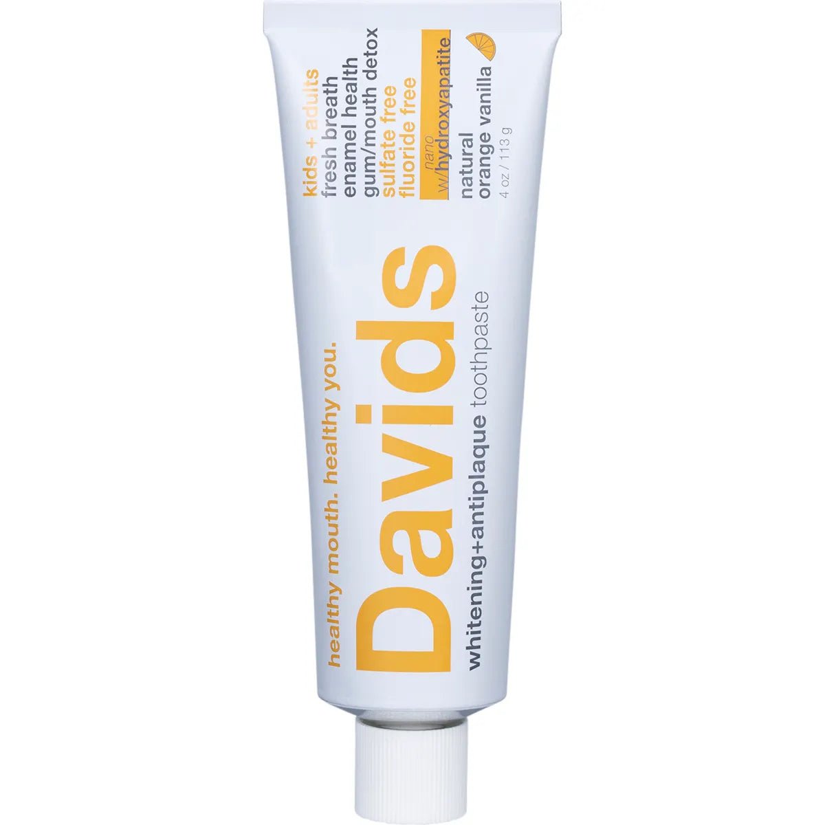 Davids Toothpaste Whitening + Antiplaque Orange + Vanilla 113g - Alkaline World