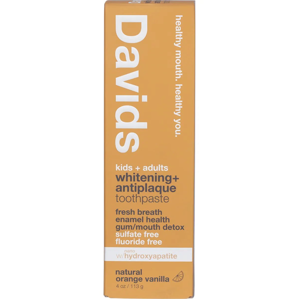 Davids Toothpaste Whitening + Antiplaque Orange + Vanilla 113g - Alkaline World