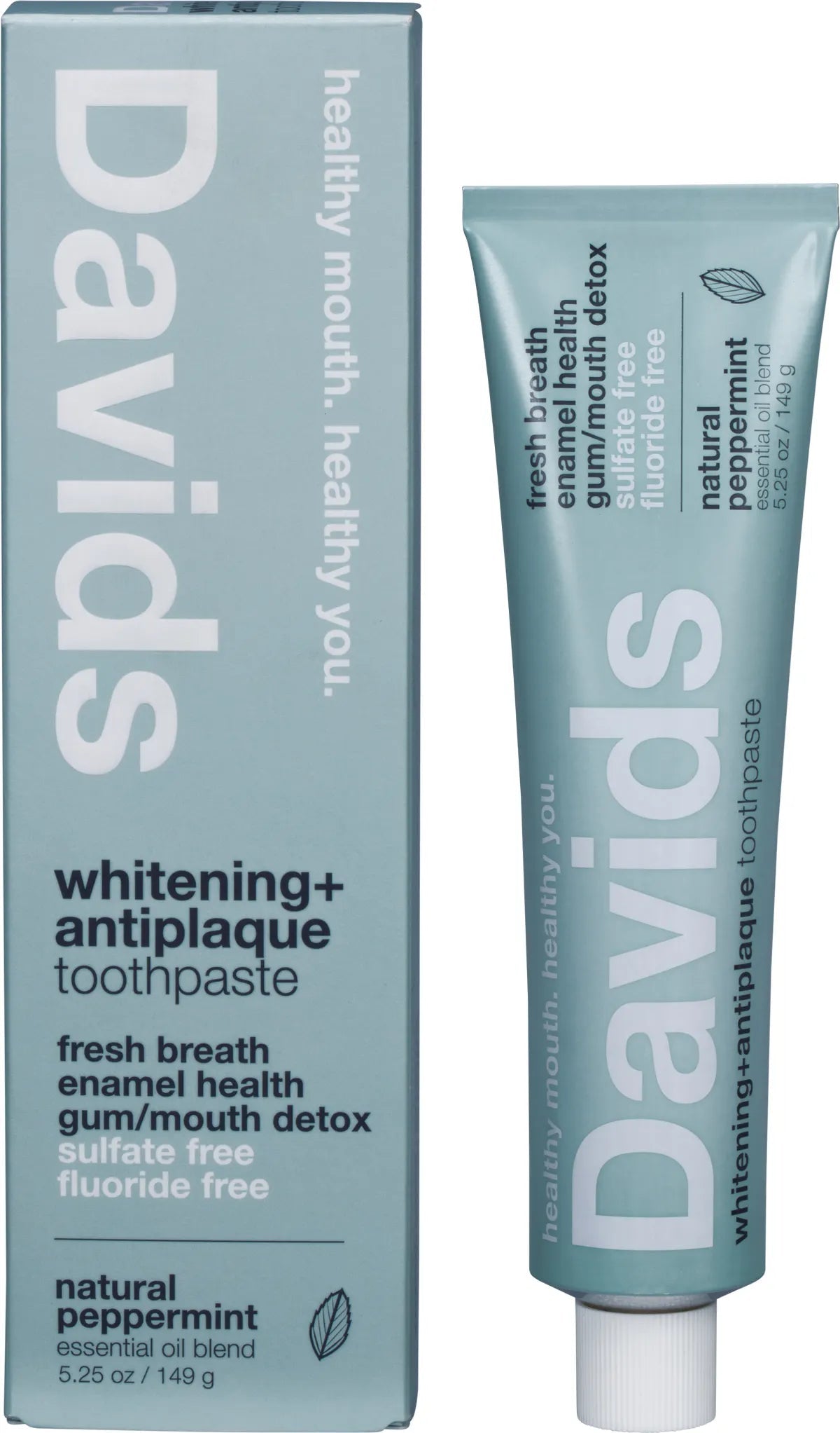 Davids Toothpaste Whitening + Antiplaque Peppermint 149g - Alkaline World