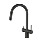 Aquarius Water 3-way mixer tap with nickel finish, umbrella style, 360° rotation, and pull-out spout for versatile kitchen use