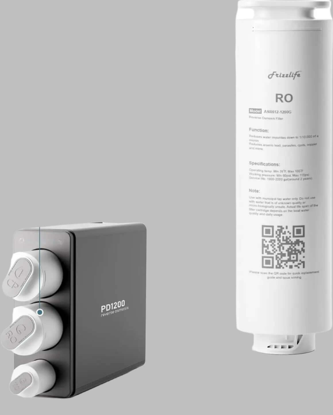 Frizzlife ASR612-1200G Replacement RO Filter Cartridge for PD1200 Reverse Osmosis System(2nd Stage) Frizzlife