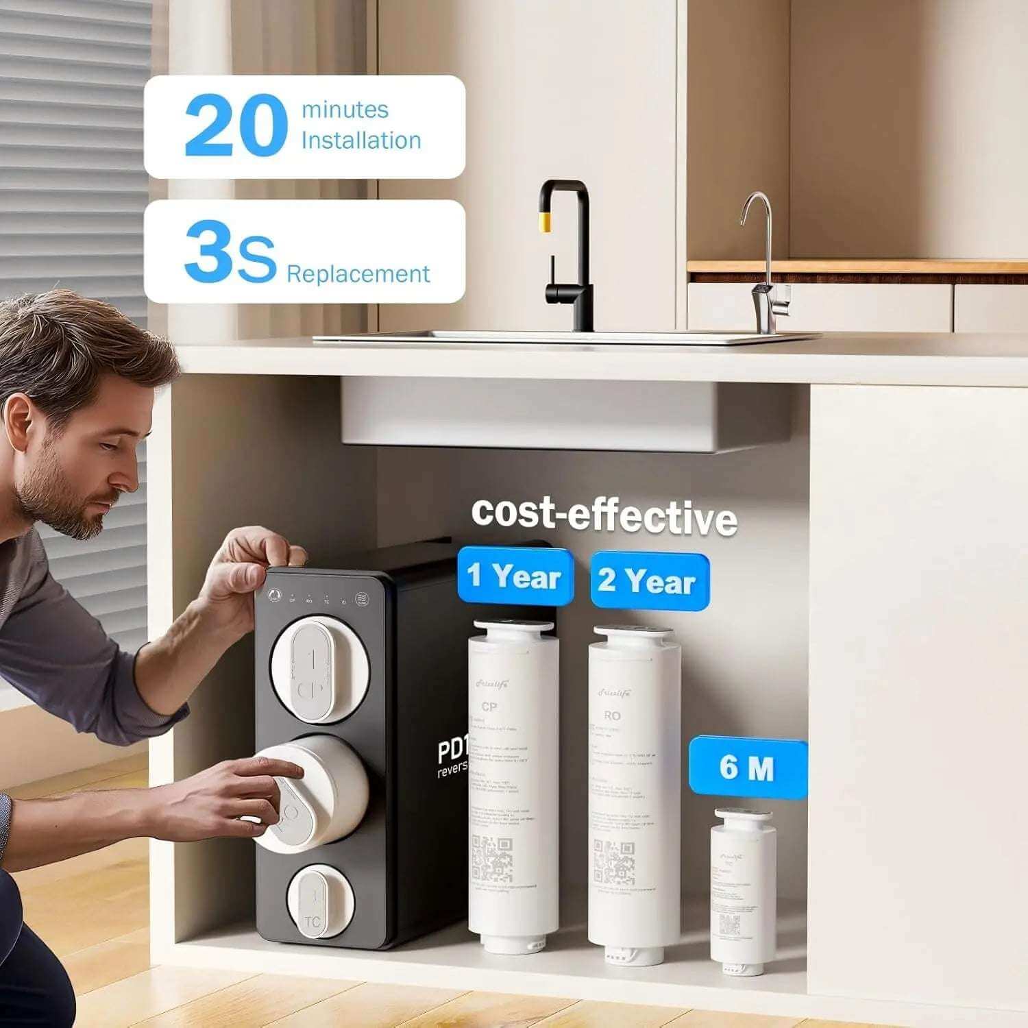 Frizzlife PD1200 Tankless 11-Stage RO Reverse Osmosis Water Filtration System Frizzlife