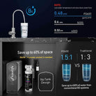 FrizzLife PD600 reverse osmosis alkaline water filtration system installed under sink, with sleek design and multiple filtration stages.