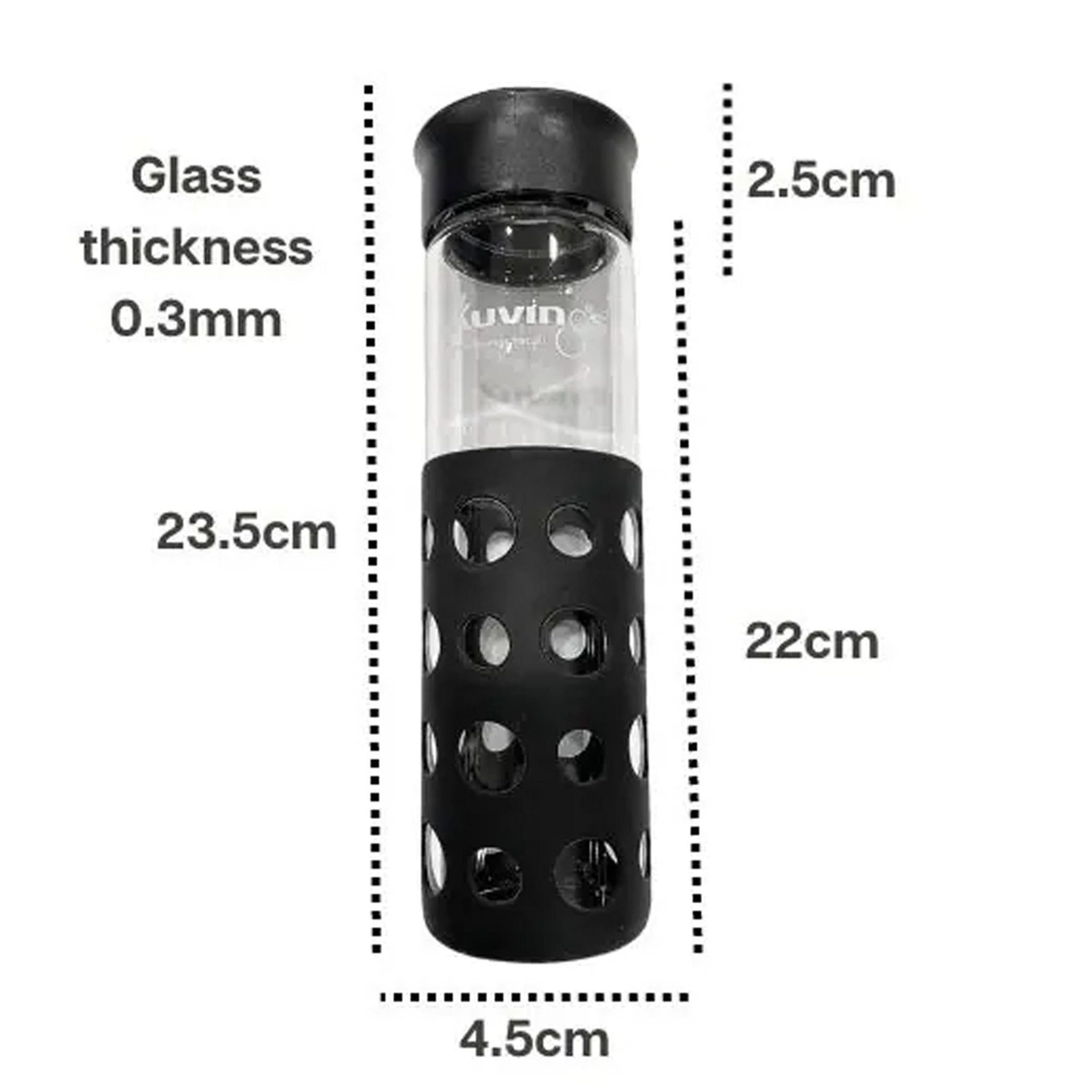 Glass Bottle with Silicon Sleeve 550ml – Black - Alkaline World