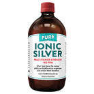 HealthWest Ionic Silver Practitioner Strength 100ppm bottle showing clear liquid and label with product details.
