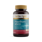 Herbs of Gold Hawthorn 4500 supplement bottle, supports cardiovascular system health, Hawthorn cardiovascular support supplement.