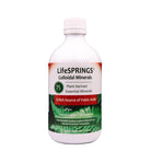 LifeSPRINGS Colloidal Minerals 75 in a 500ml bottle, clear liquid supplement with a label displaying the product name and brand.