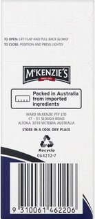 McKenzie's Bicarbonate Soda 500g package, white powder for baking and cleaning, in a clear plastic bag with branding.