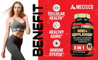 Mecisco 3-in-1 NAD+ supplement bottle with label highlighting 1200mg nicotinamide riboside, trans resveratrol, and quercetin.