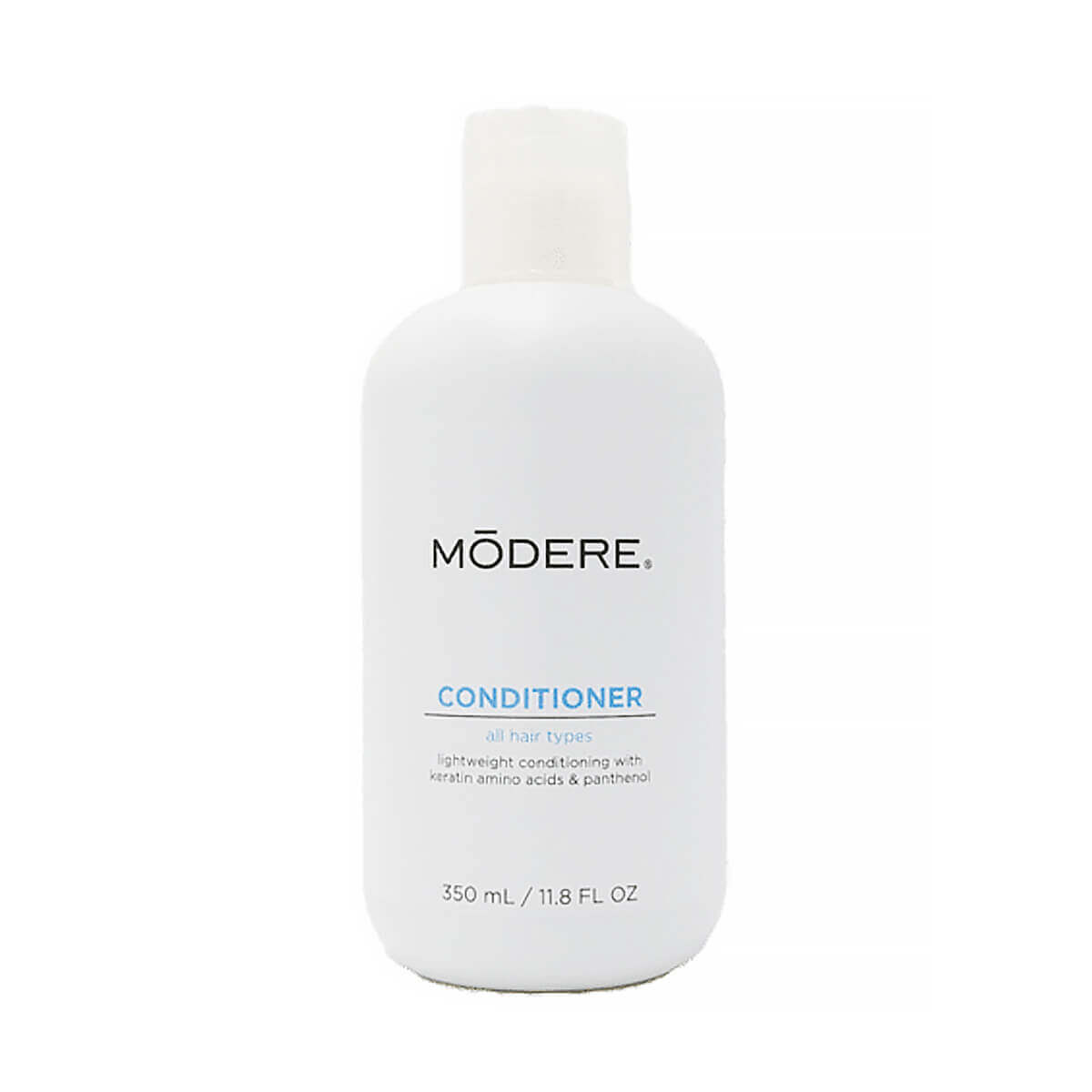 Modere conditioner for all hair types in a 350ml bottle, smooths and nourishes hair with natural ingredients.
