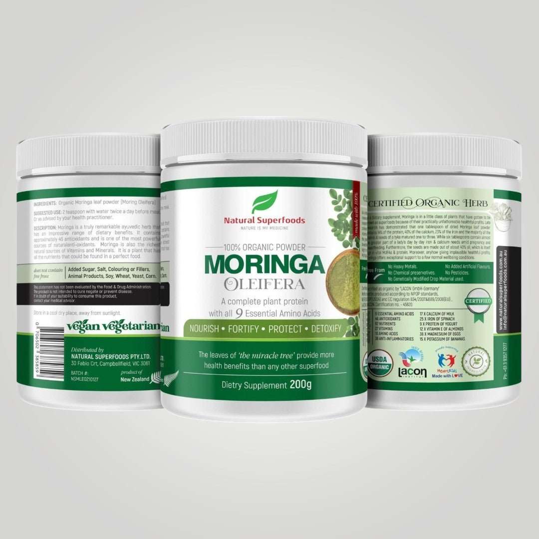 Natural Superfoods Organic Moringa 200g - Alkaline World