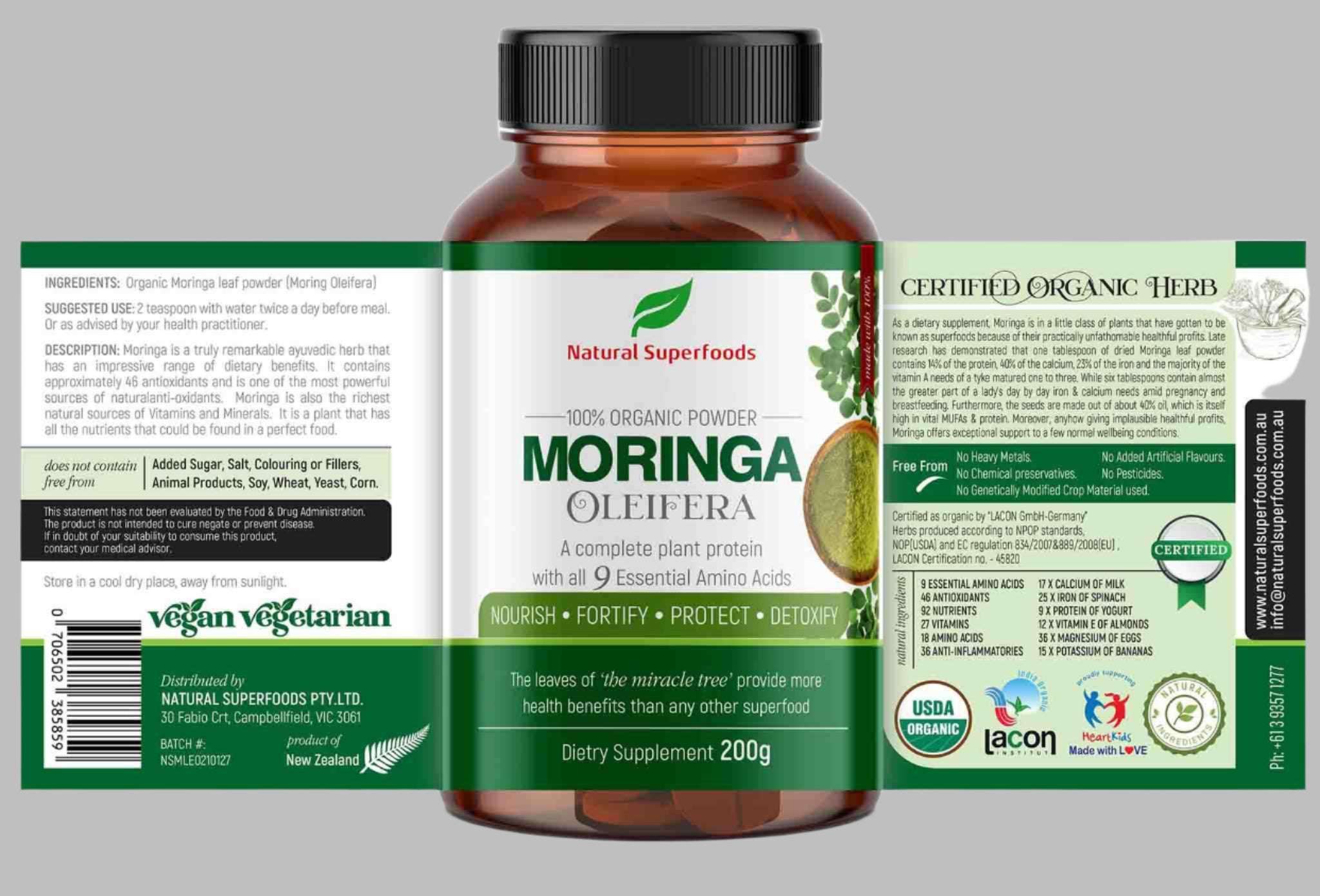 Natural Superfoods Organic Moringa 60 Caps - Alkaline World