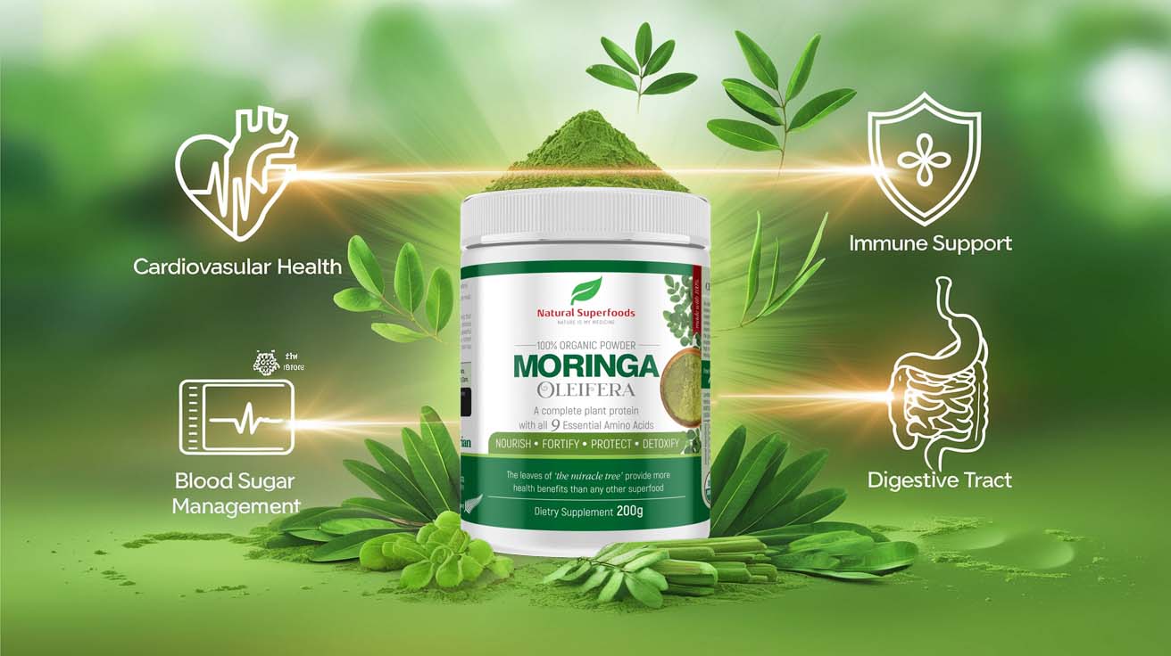 Natural Superfoods Organic Moringa 60 Caps - Alkaline World