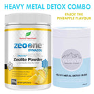 Natural Superfoods Heavy Metal DETOX Combo vitamins and supplements in bottles with labels, designed for detox and immune support.
