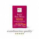 New Nordic Irish Sea Moss supplement in 30t package, showing dried sea moss strands and natural texture.