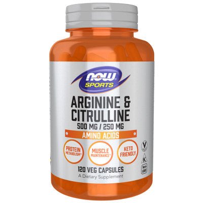 NOW Foods Arginine & Citrulline 500 mg/ 250 mg, 120 Veg Capsules - Alkaline World