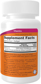 NOW Foods Vitamin D - 3 10,000 IU 120 Softgels - Alkaline World