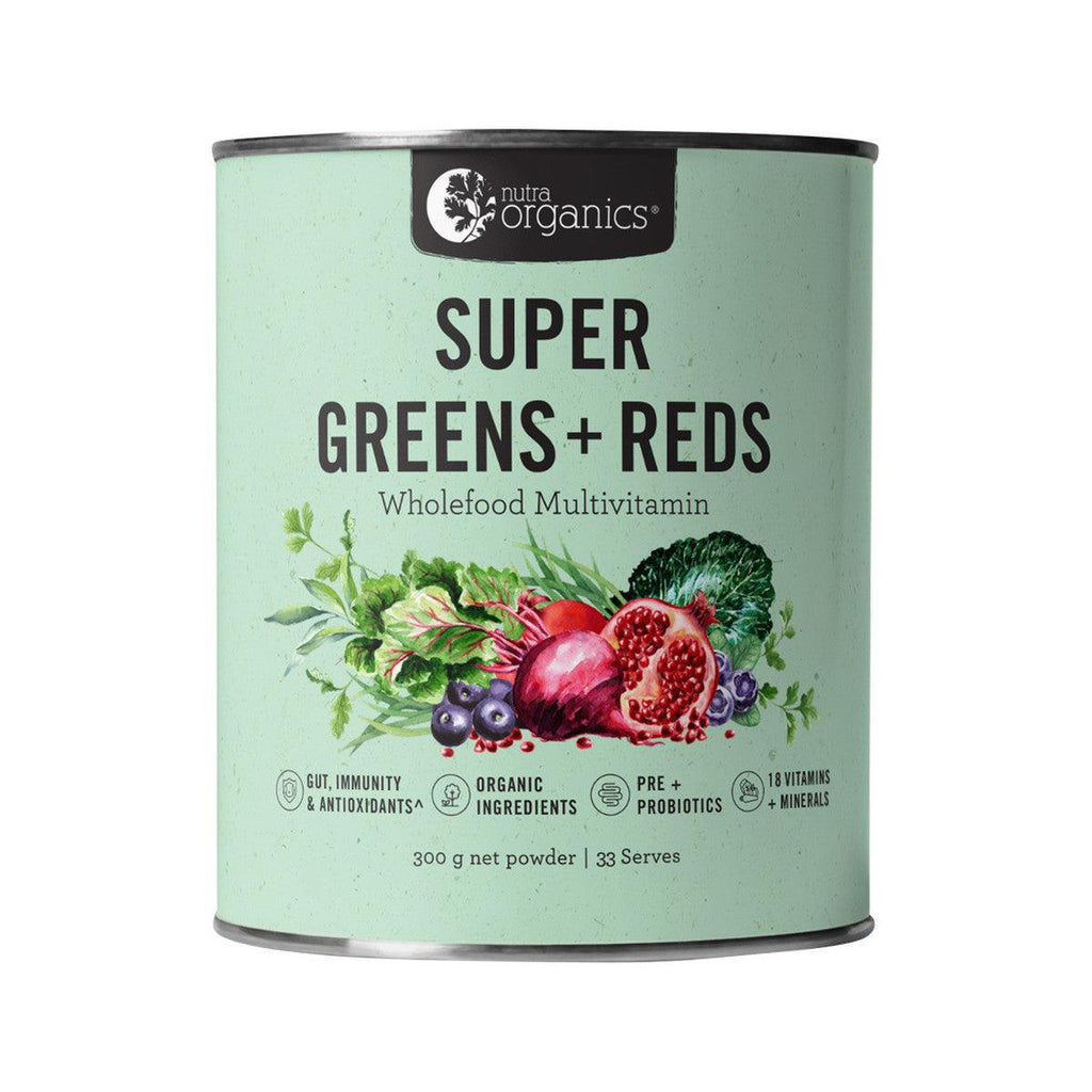 Nutra Organics Organic Super Greens + Reds (Whole food Multivitamin) 300g - Alkaline World