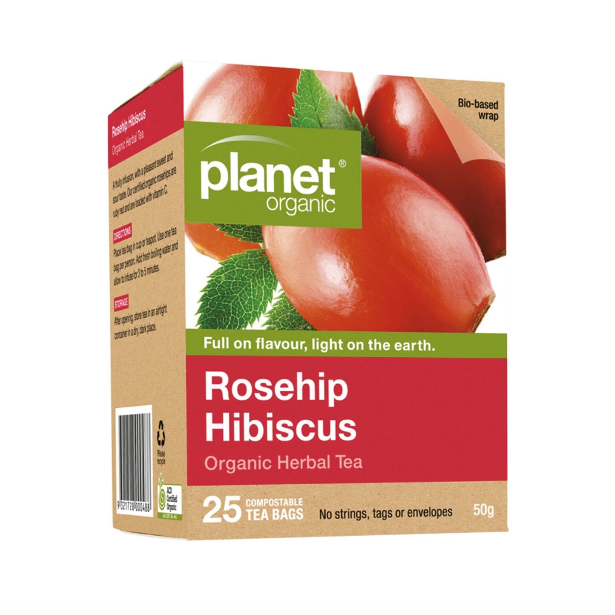 Planet Organic Herbal Tea Rosehip Hibiscus x 25 Tea Bags - Alkaline World