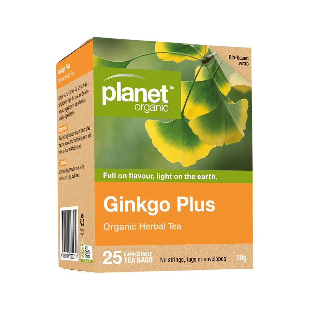 Planet Organic Organic Ginkgo Plus Herbal Tea x 25 Tea Bags - Alkaline World
