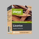 Organic Licorice Herbal Tea by Planet Organic, 25 tea bags in a box, featuring herbal tea bags with licorice flavor.