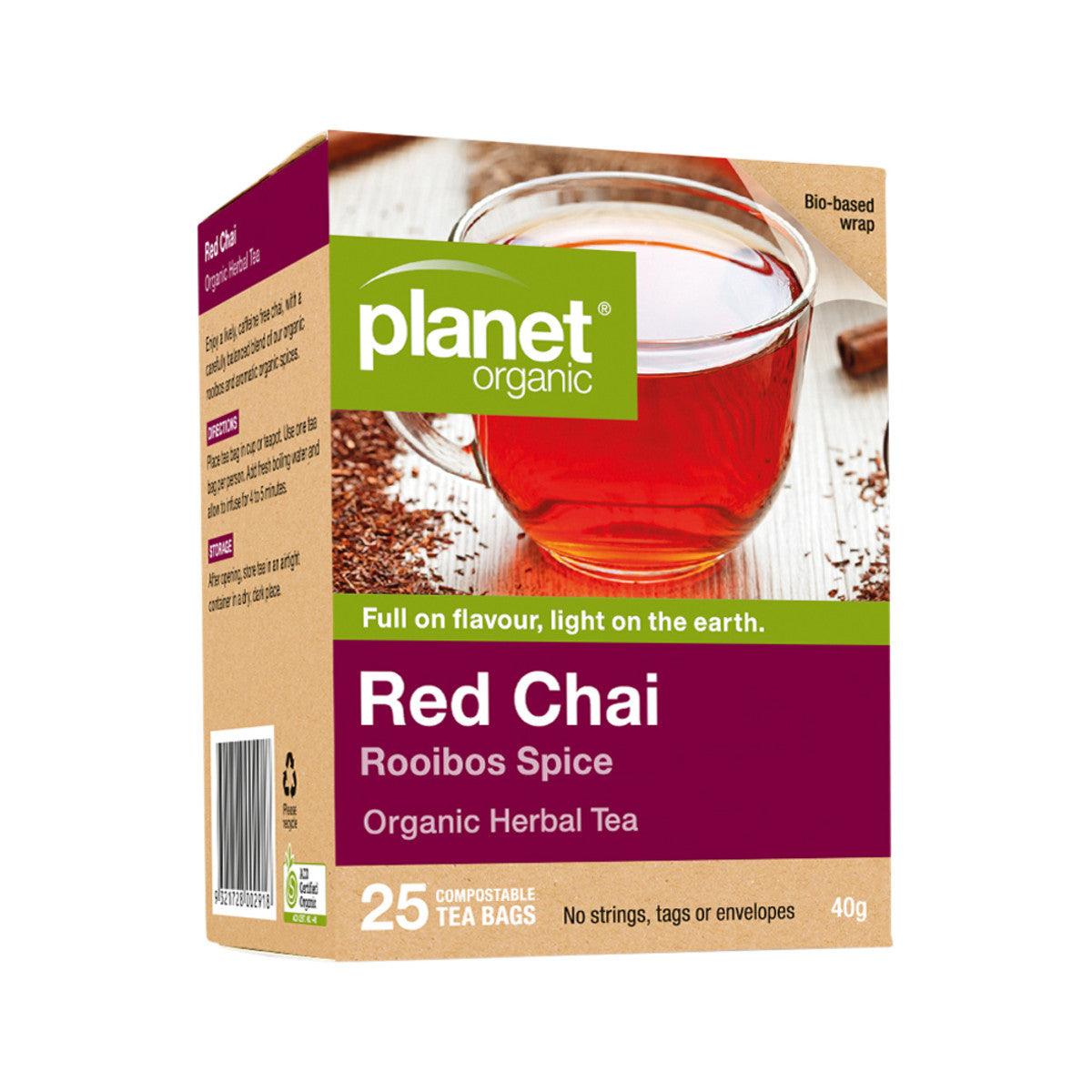 Planet Organic Organic Red Chai (Rooibos Spice) Herbal Tea x 25 Tea Bags - Alkaline World