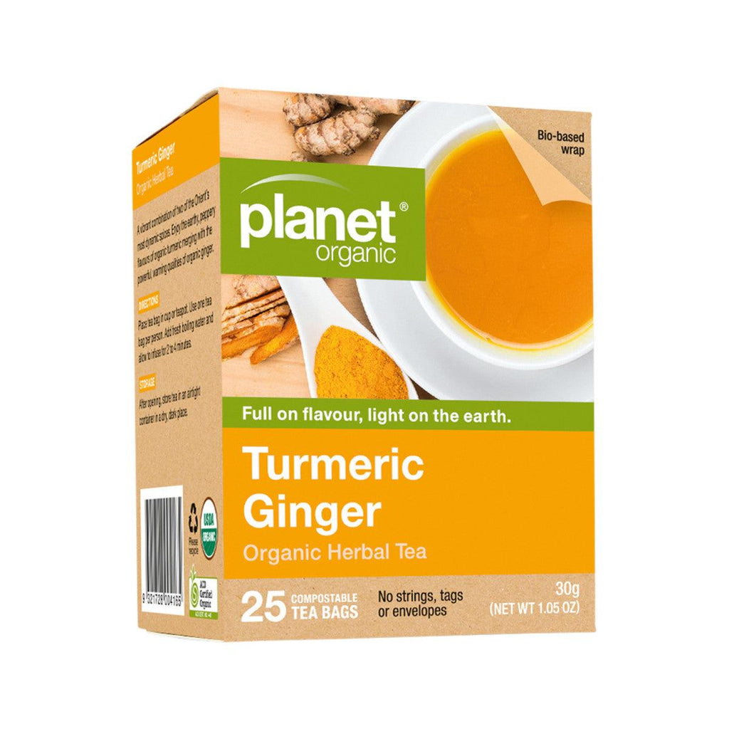 Planet Organic Organic Turmeric Ginger Tea x 25 Tea Bags - Alkaline World