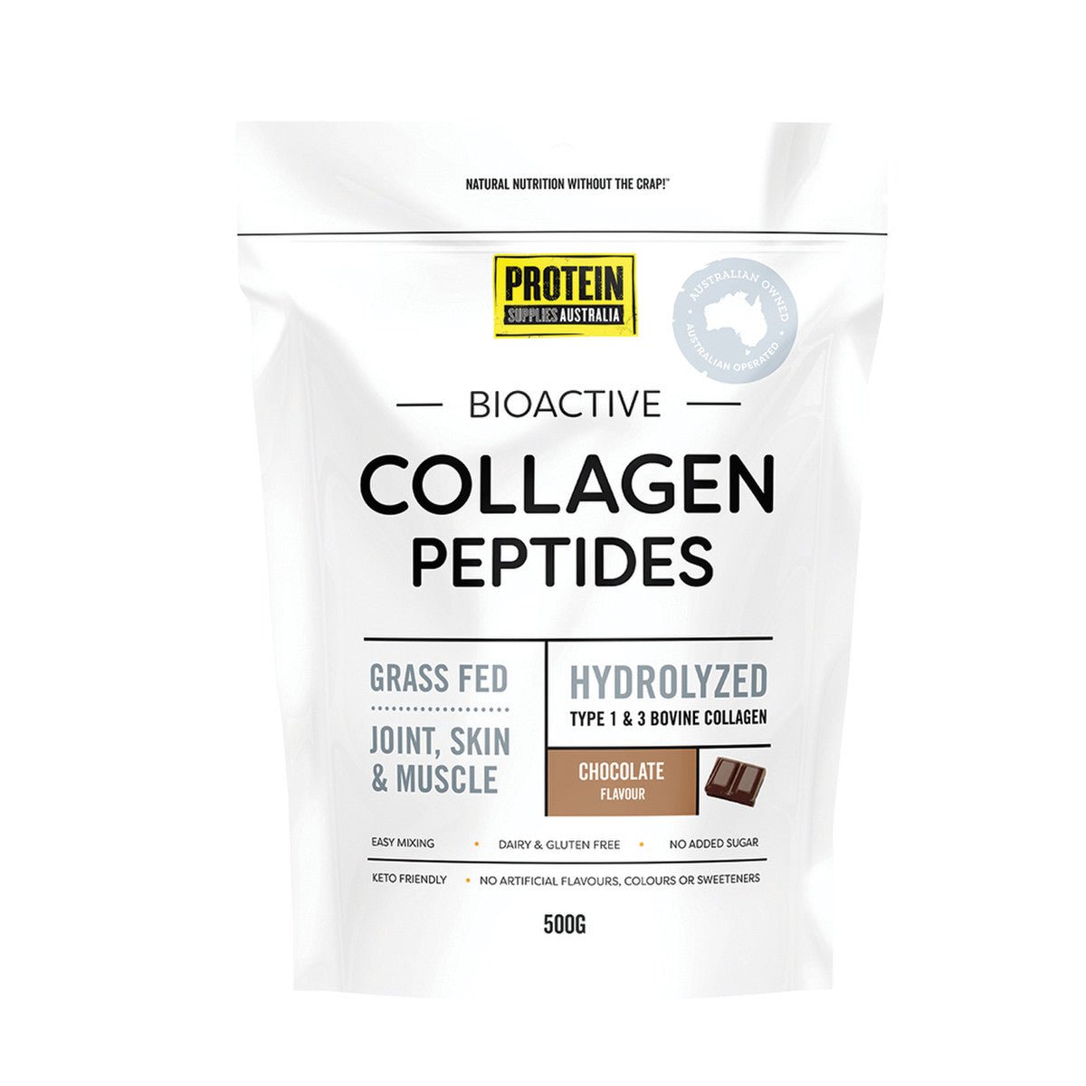 Protein Supplies Australia Collagen Peptides Chocolate 500g - Alkaline World