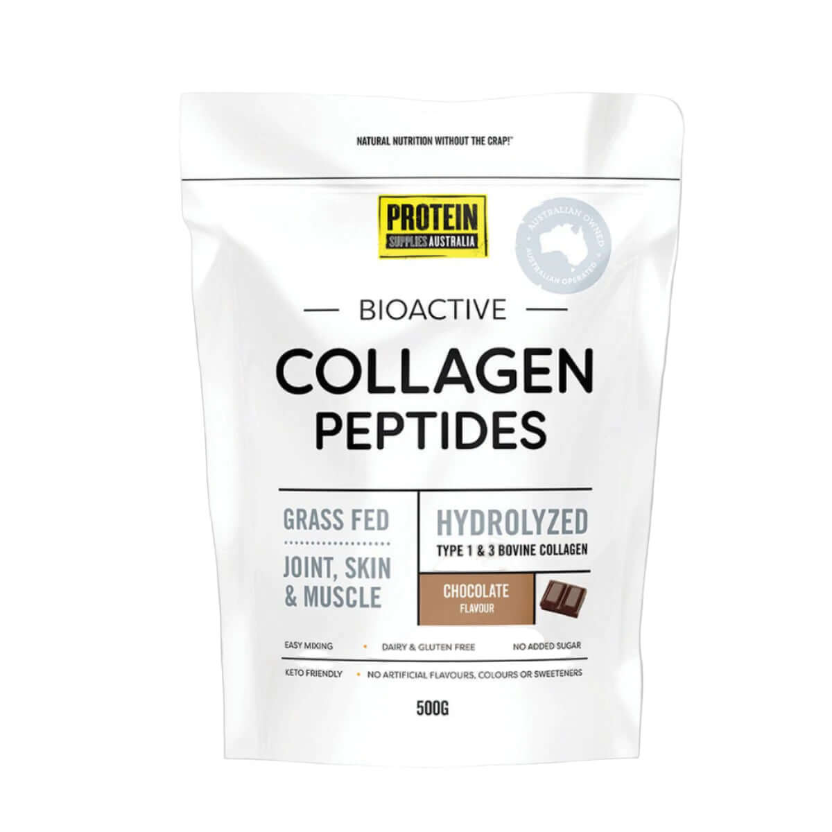 Protein Supplies Australia Collagen Peptides Chocolate 500g - Alkaline World