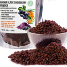 Siberian Green Aronia Black Chokeberry Powder with Sea Buckthorn berry powder, superfood in a resealable bag for a healthy diet.